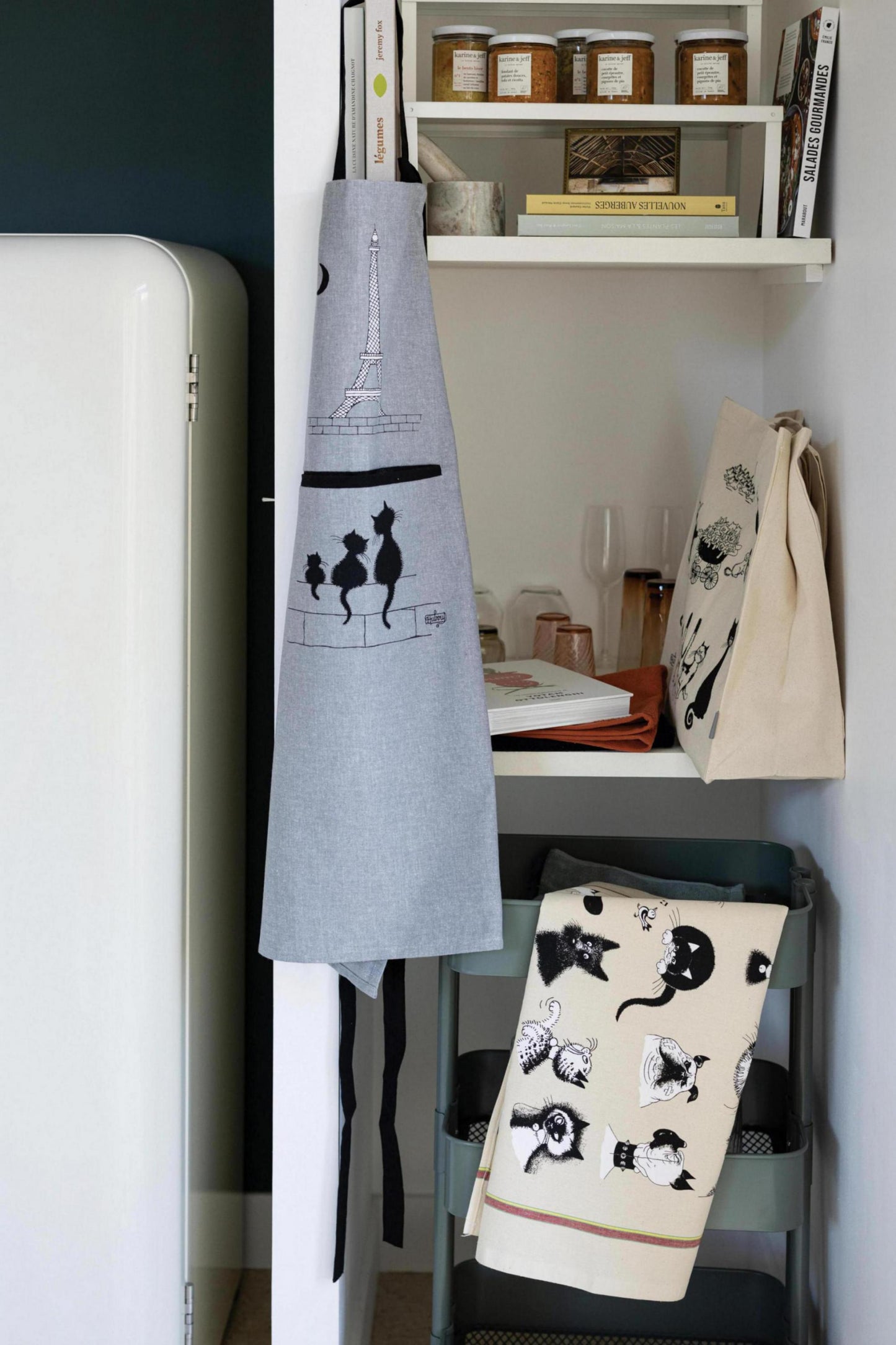 Kuechenschuerze Dubout Chats Eiffel Gris 72 X 85