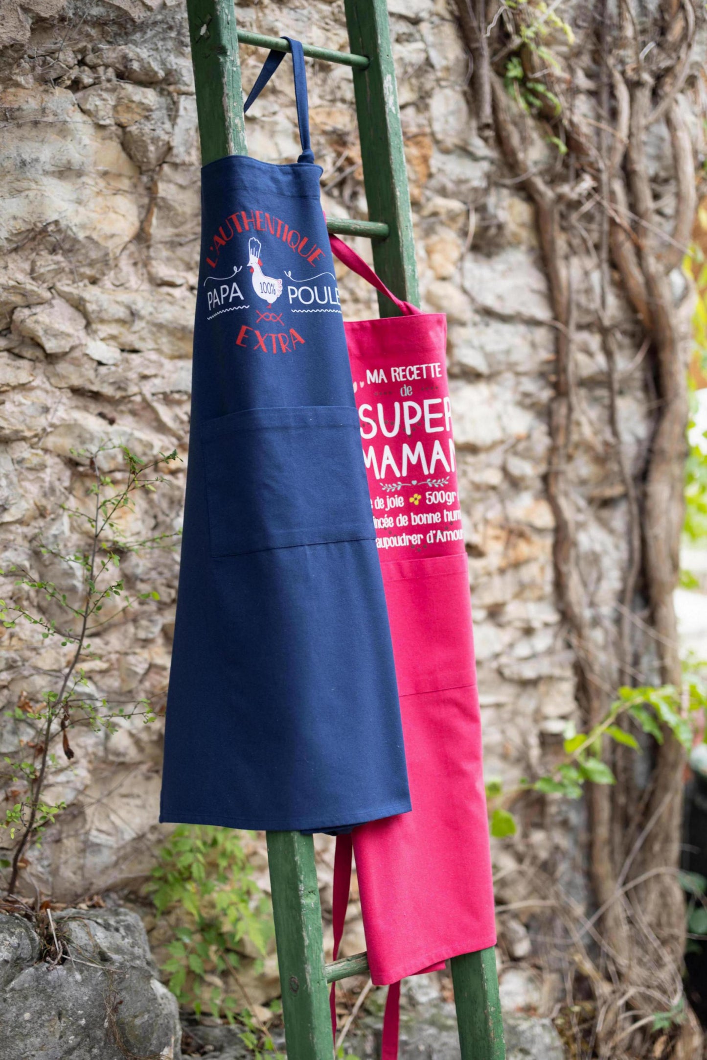 Kuechenschuerze Papa poule recyclé Indigo 72 X 90