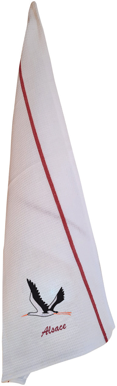 Handtuch aus recyceltem Waffelpiqué Cigogne envol Alsace Blanc Rouge 50 X 70