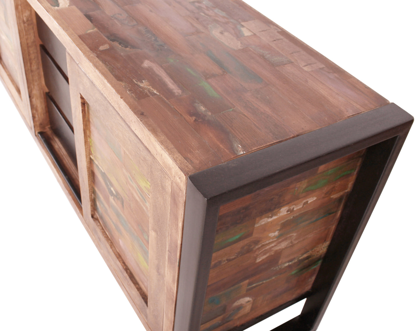 Sideboard 3 Schiebetueren 3 Schubladen je ein fester Boden hinter den Tueren Fachmasse rechts BT 39x36 cm links 2 x 40x33 cm alle jeweils oben 21 cm hoch unten 23 cm hoch Schubladeninnenmass 35x29x125 cm kein Kabelloch