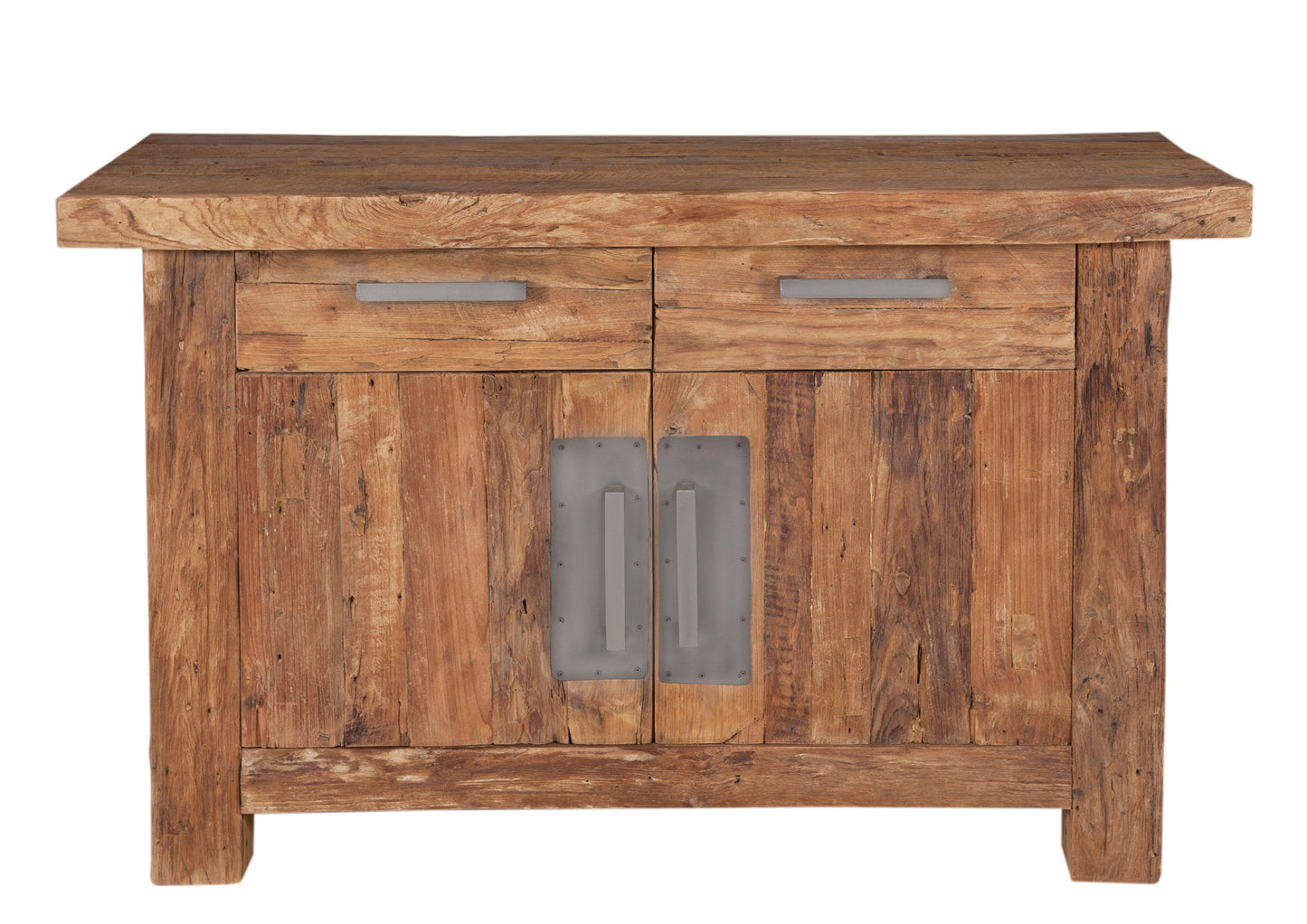 Kommode 2 Schubladen 2 Holztueren Schubladenschienen aus Holz