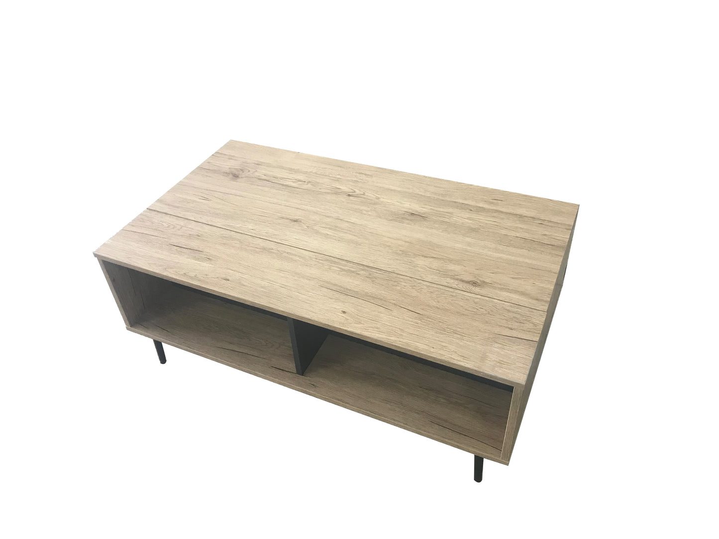 Couchtisch 2 offene Faecher hoehenverstellbare Deckplatte Deckplatte ausziehbar auf 527 cm Hoehe der unteren Faecher ca 23 cm Hoehe zwischen Tischplatte und ausgeklappter Deckplatte ca 134 cm