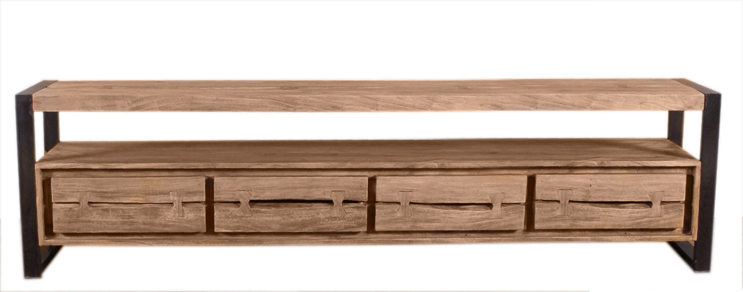 Lowboard 4 Schubladen 1 offenes Fach Fachmass 190x40x15 cm Schubladeninnenmass 405x33x12 cm gebeizt und lackiert max Belastbarkeit des Oberbodens ca 40 KG