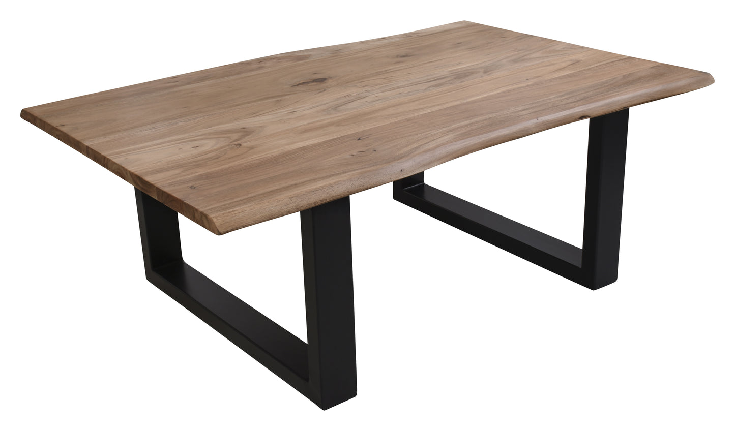 Couchtisch 120x80 cm mit Baumkante wie gewachsen Plattenstaerke 26 mm Gestellmasse 8x4 cm Abstand zwischen Beinen 74 cm