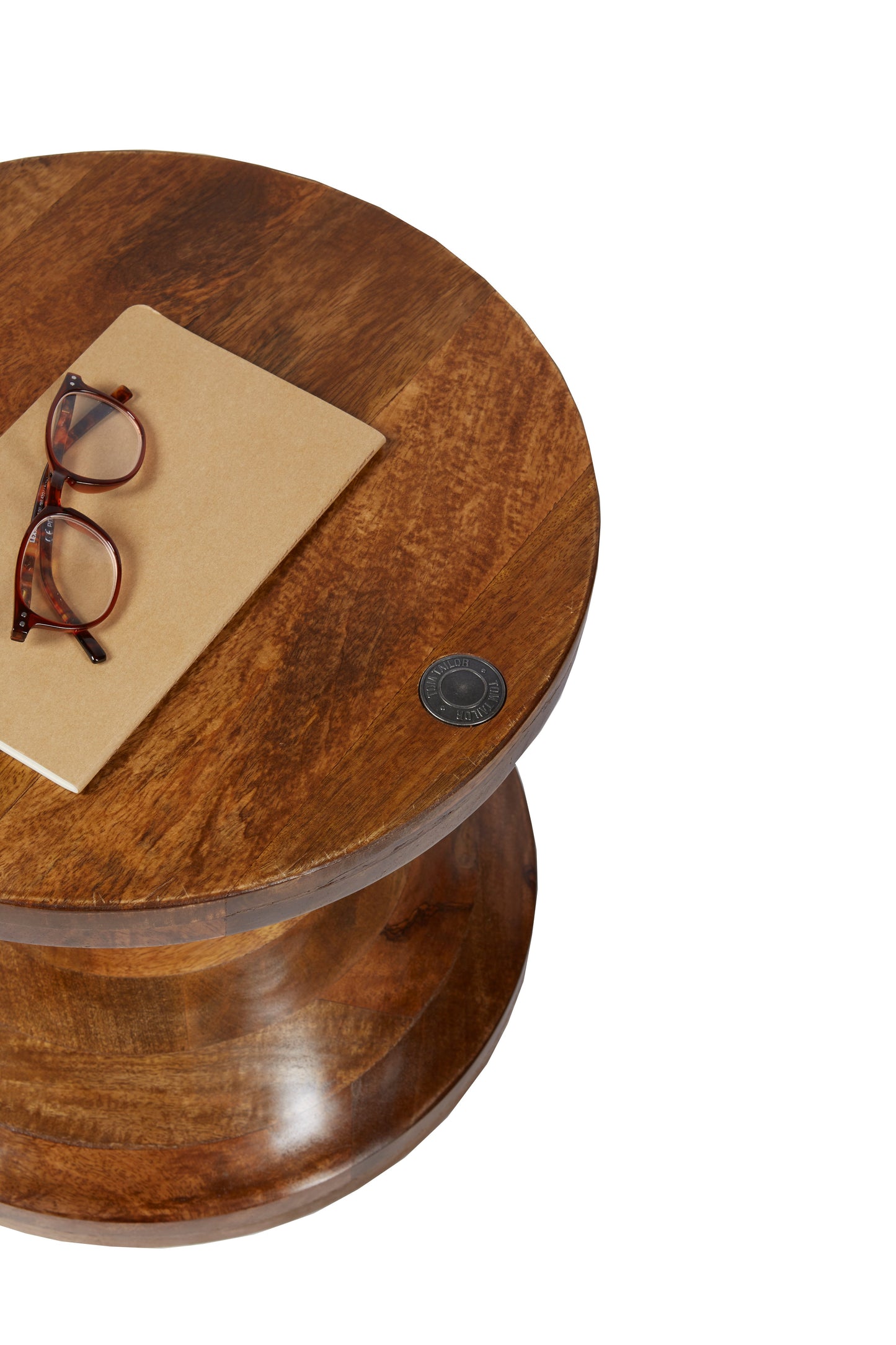 Tom Tailor Hocker T-Wooden Stool Low konkave Form eingelassener grosser TOM TAILOR Metallknopf