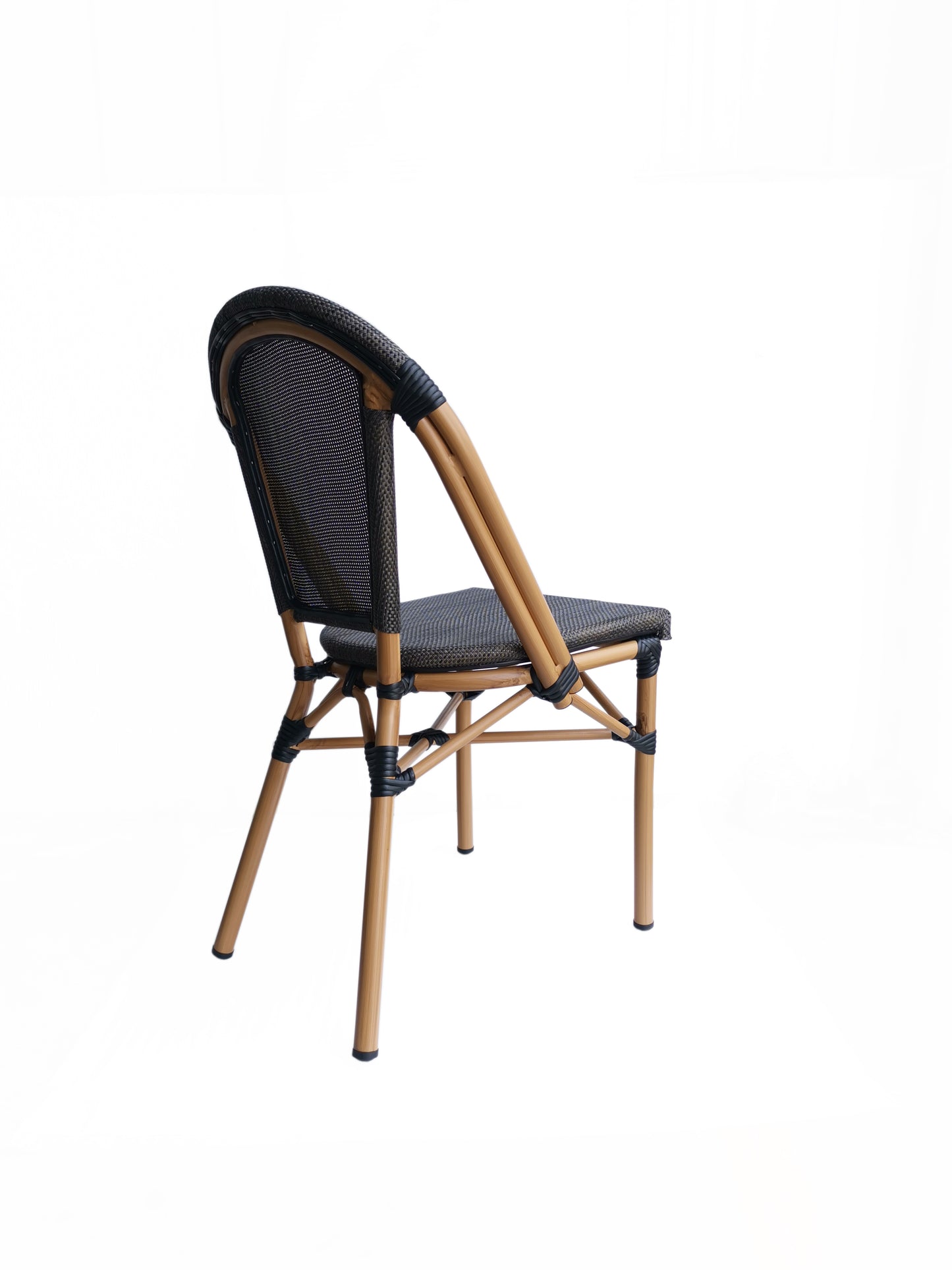 Stuhl 2er-Set Rattan-Optik Sitzhoehe 46 cm Sitzbreite 54 cm Sitztiefe 46 cm wetterfest UV-bestaendig stapelbar (9 Stueck) belastbar bis 120 kg