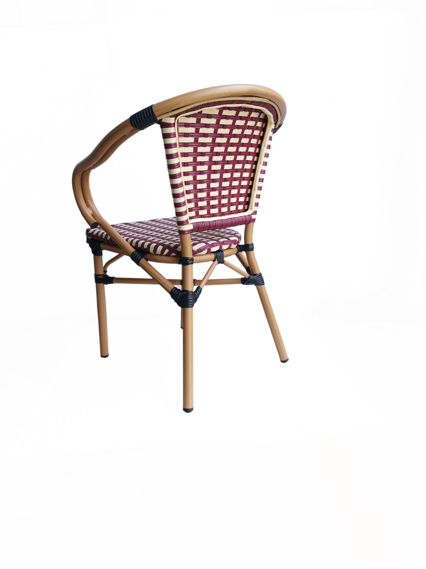 Armlehnstuhl 2er-Set Rattan-Optik Sitzhoehe 45 cm Sitzbreite 42 cm Sitztiefe 41 cm wetterfest UV-bestaendig stapelbar (12 Stueck) belastbar bis 120 kg