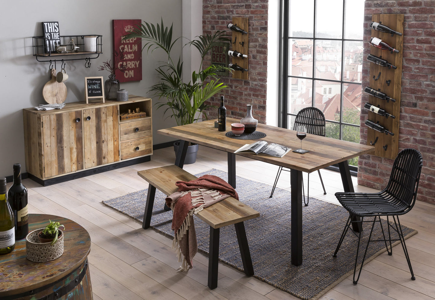 Wand-Weinregal Ablage fuer 8 Flaschen 4 mm starkes Holz