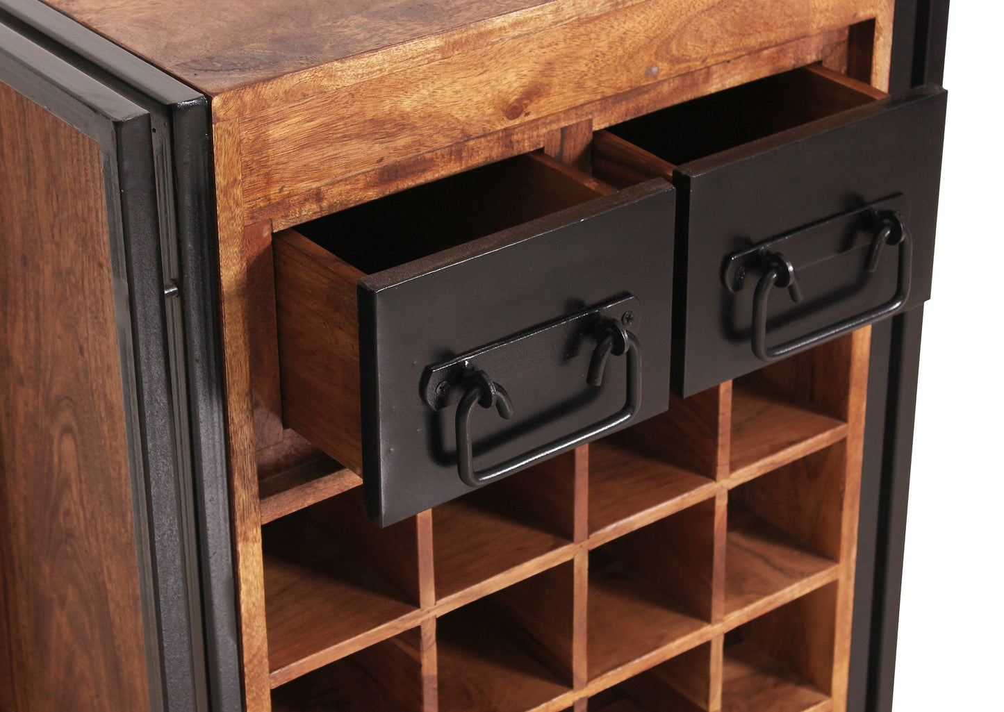 Weinregal 2 Schubladen 16 Faecher fuer Flaschen Schubladen innen 15x11x29 cm Faecher 10x10x34 cm Flascheneinsatz aus MDF