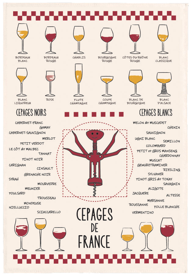 Geschirrtuch Vins et cépages Écru 50 X 70