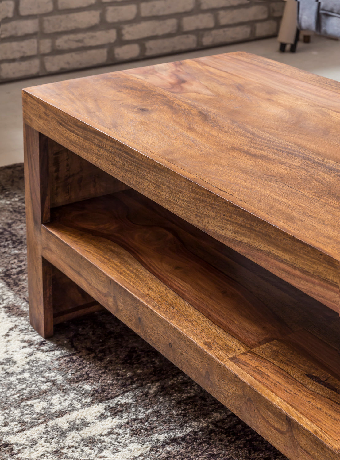 Couchtisch Massiv Holz Durban Sheesham 110 cm breit Wohnzimmer Tisch Design braun Landhaus Stil Beistelltisch