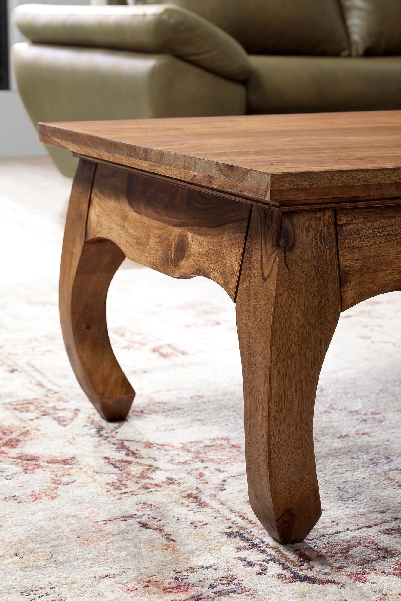 Couchtisch Massiv Holz Sheesham 110 cm breit Wohnzimmer Tisch Design dunkel braun Landhaus Stil Beistelltisch