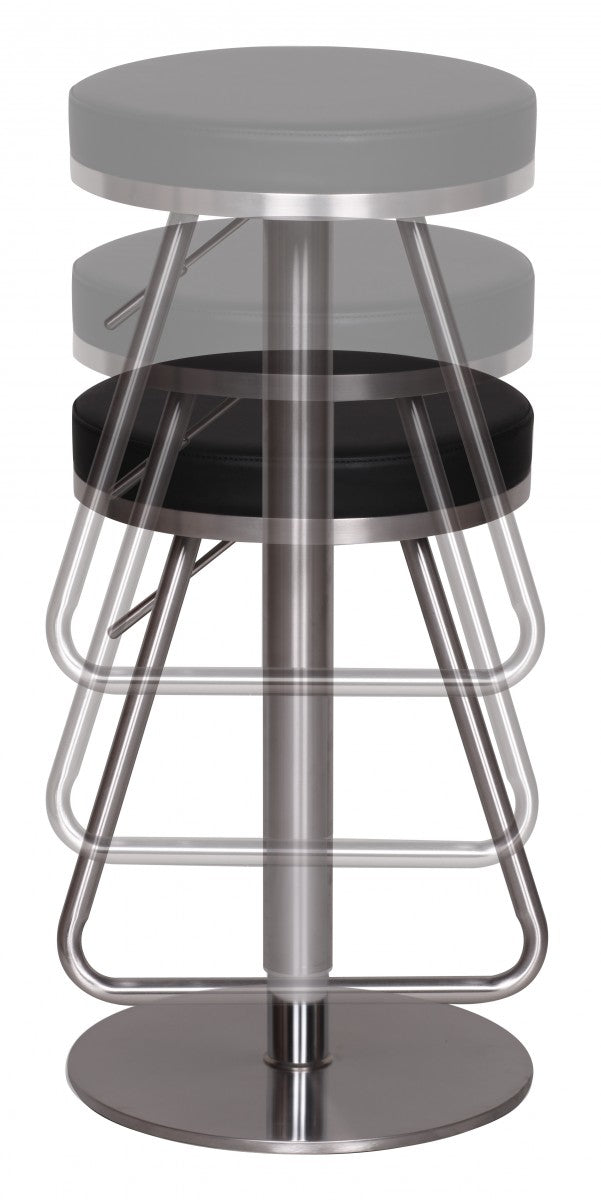Barhocker WL1.291 Schwarz Edelstahl hoehenverstellbare Sitzflaeche 54 79cm Design Barstuhl mit Rueckenlehne Bistrohocker Barsitz Gepolstert Thekenhocker 360° Drehbar Tresenstuhl Modern