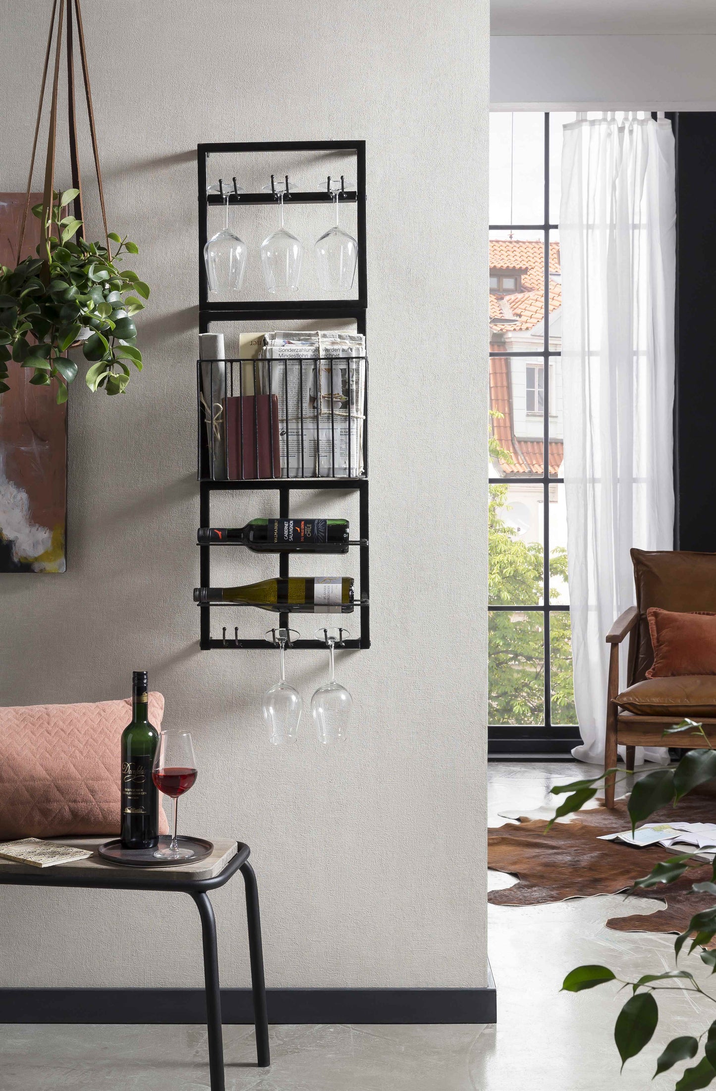 Wandregal mit Aufbewahrungskorb Metallstaerke 2x2 cm Masse Aufbewahrungskorb 35x15x25 cm