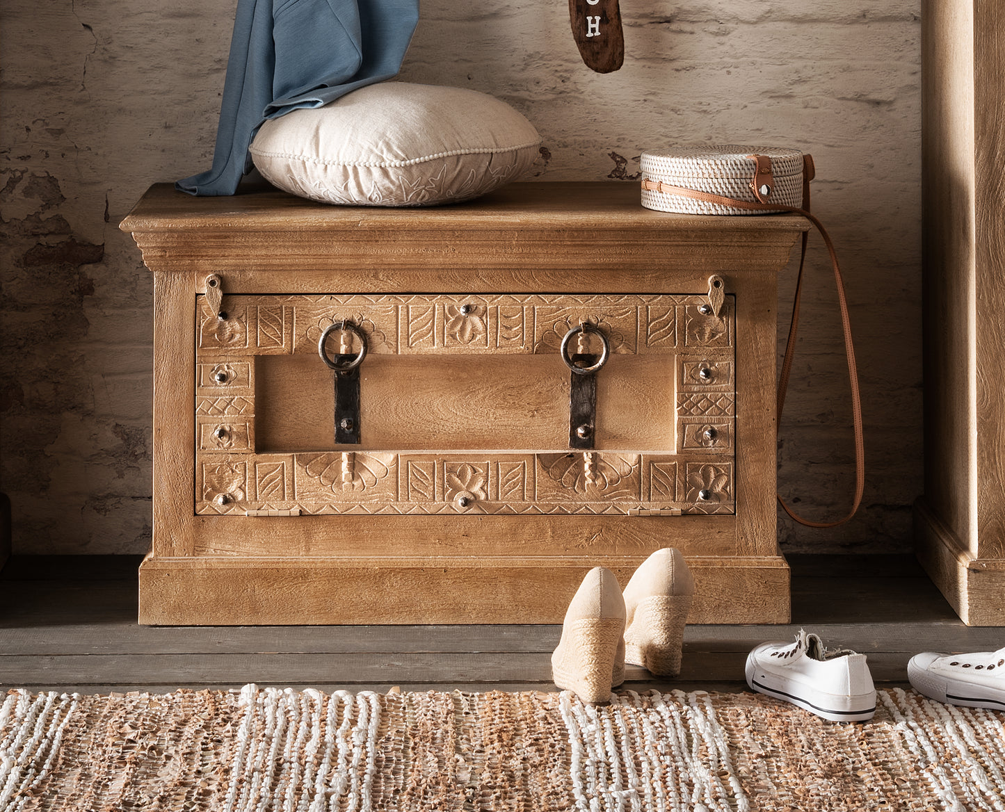 Schuhschrank 1 Klappe fuer ca 6 Paar Schuhe Fachmasse 725x14x35 cm Einlegeboden fest