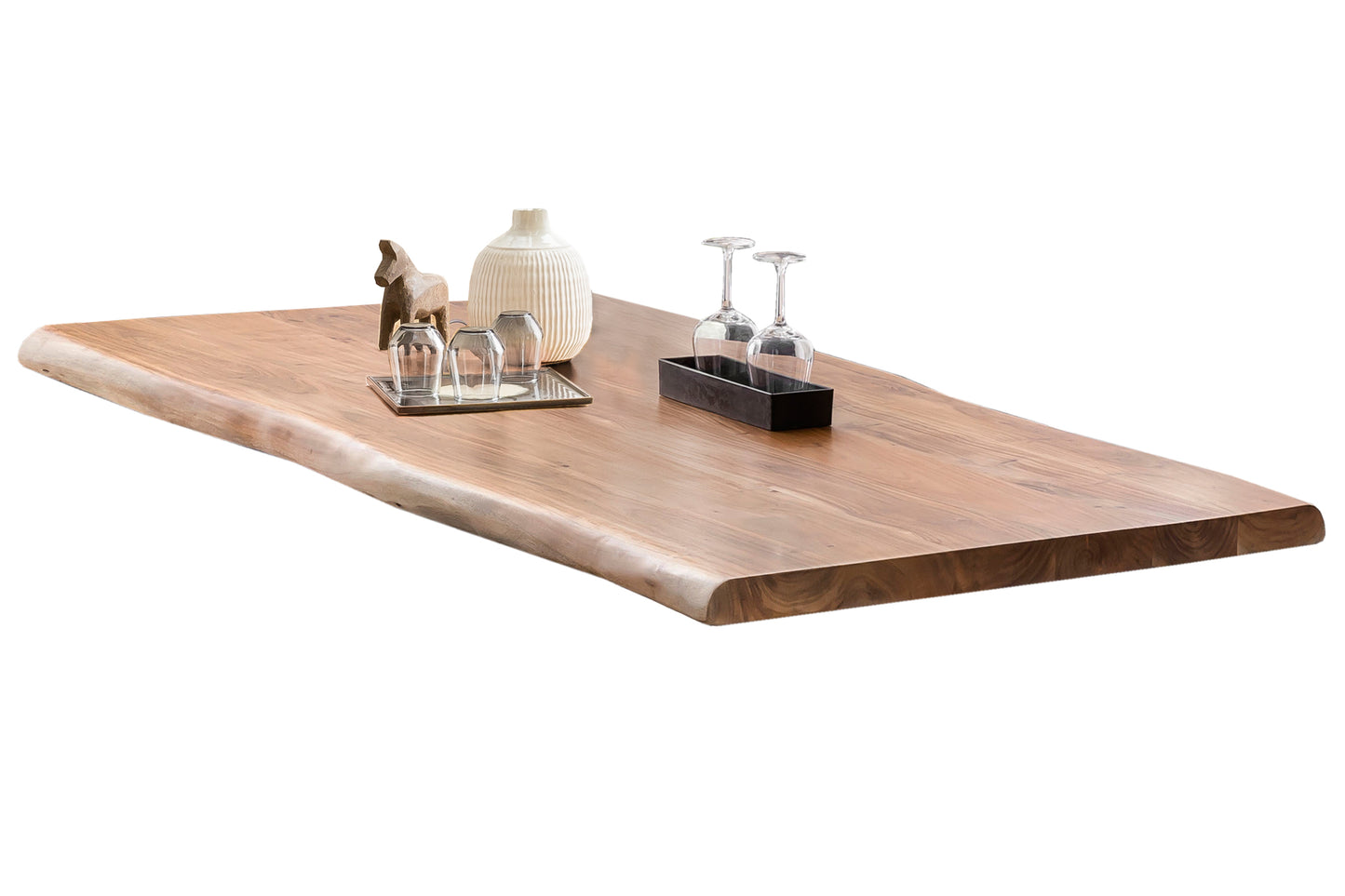 Tisch 200x100 cm massive Tischplatte mit Baumkante wie gewachsen Gestell A-foermig schwarz Bestehend aus Gestell 07114-44 + Tischplatte 07121-01 - Plattenstaerke 56 mm Kurbelrad ohne Funktion