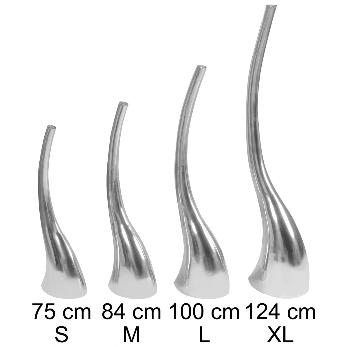 Deko Vase gross mal L Aluminium modern mit 1 Öffnung in Silber Hohe Alu Blumenvase handgefertigt Grosse Dekovase fuer Blumen