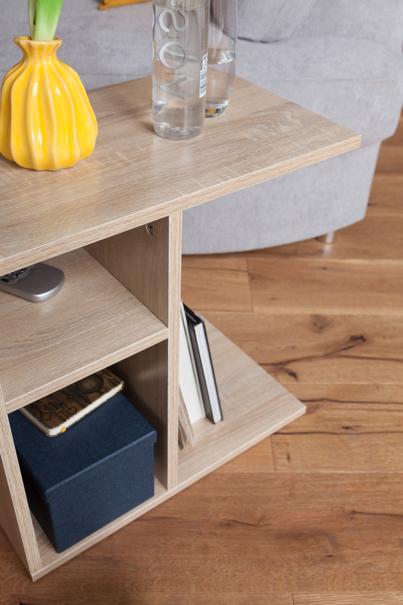 Beistelltisch 50 mal 50 mal 30 cm Holz Sonoma Design Anstelltisch Sofa Couchtisch klein modern Kleiner Wohnzimmertisch eckig Sofatisch Ablagetisch hoch Schmaler Tisch Wohnzimmer