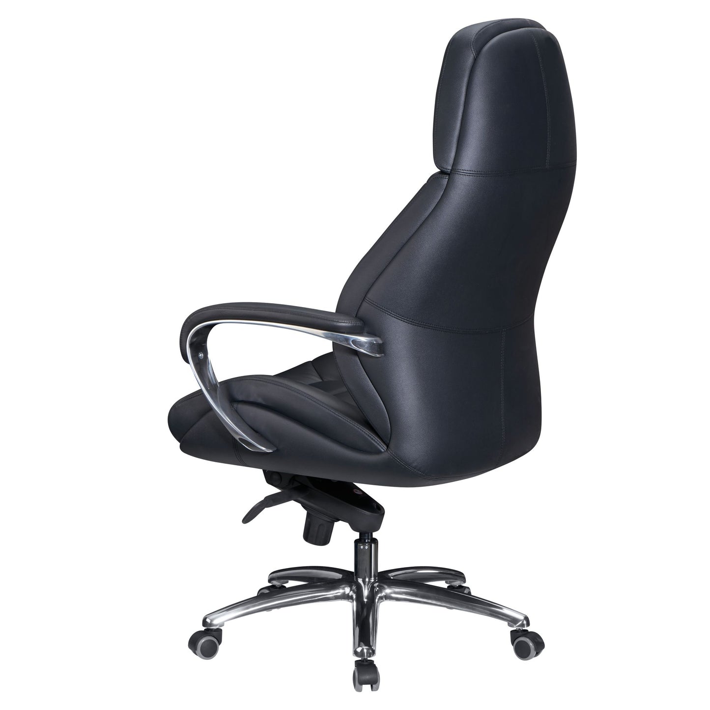 Designer Buerostuhl Bezug Echtleder Schwarz Schreibtischstuhl bis 120 kg mal mal L Design Chefsessel hoehenverstellbar Drehstuhl ergonomisch mit Armlehnen und hoher Rueckenlehne Wippfunktion