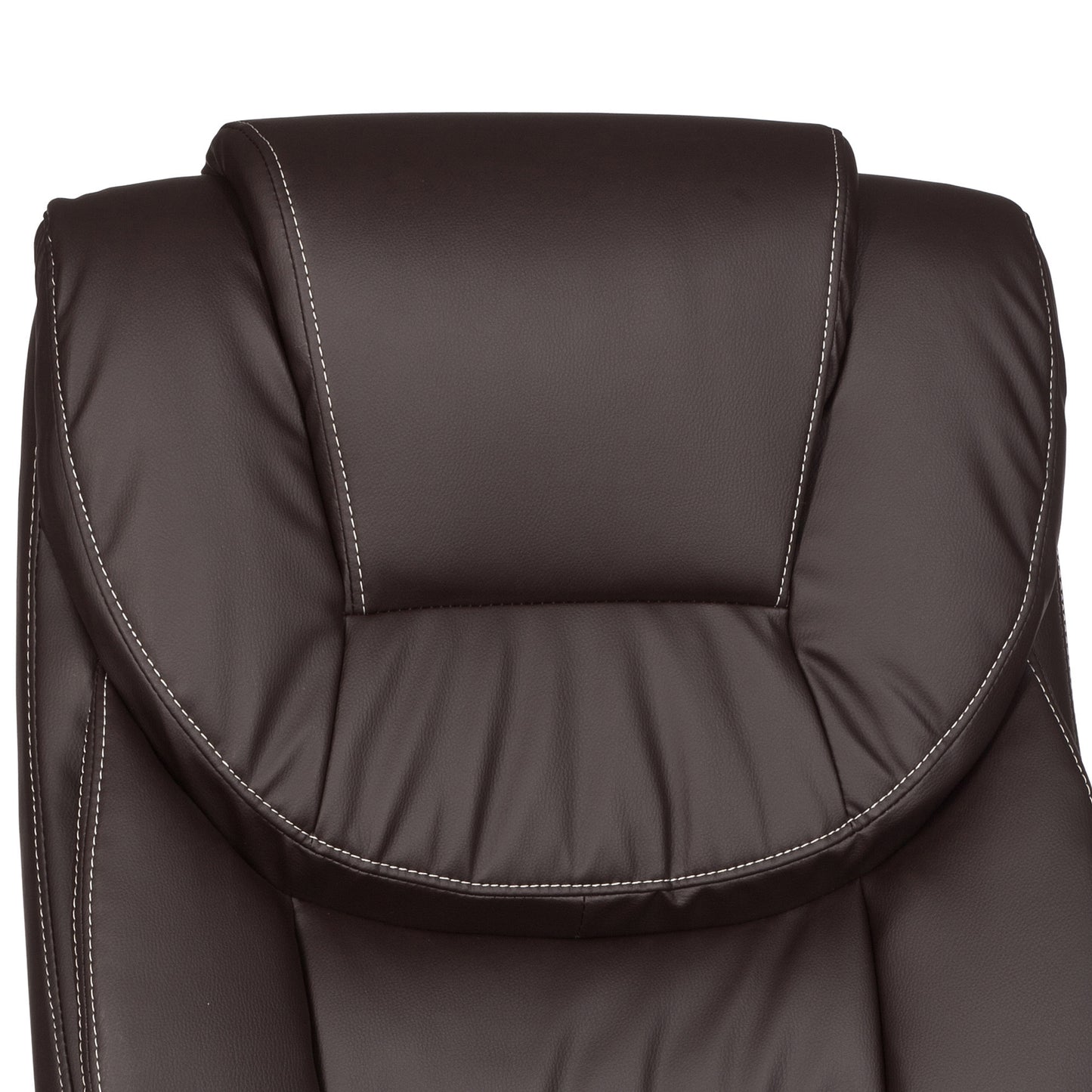Buerostuhl Madrid Kunstleder Braun ergonomisch mit Kopfstuetze Design Chefsessel Schreibtischstuhl mit Wippfunktion Drehstuhl hohe Ruecken Lehne mal mal L 120 kg