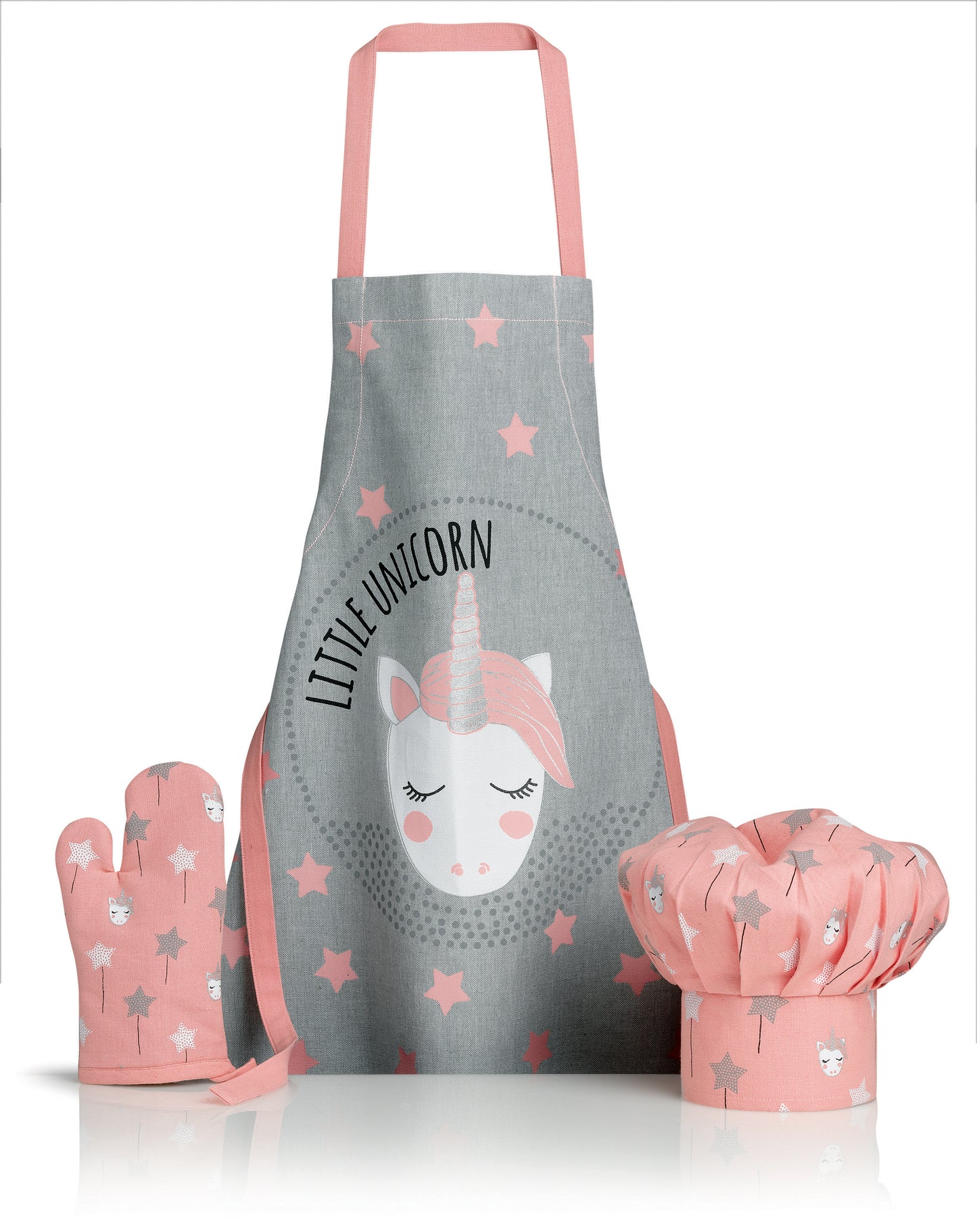 Schuerze Kochmuetze und Kuechenhandschuh Unicorn Perle 52 X 63