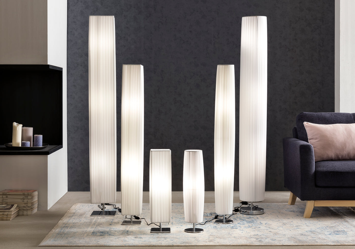 Tischlampe 60 cm rund weiß chrom