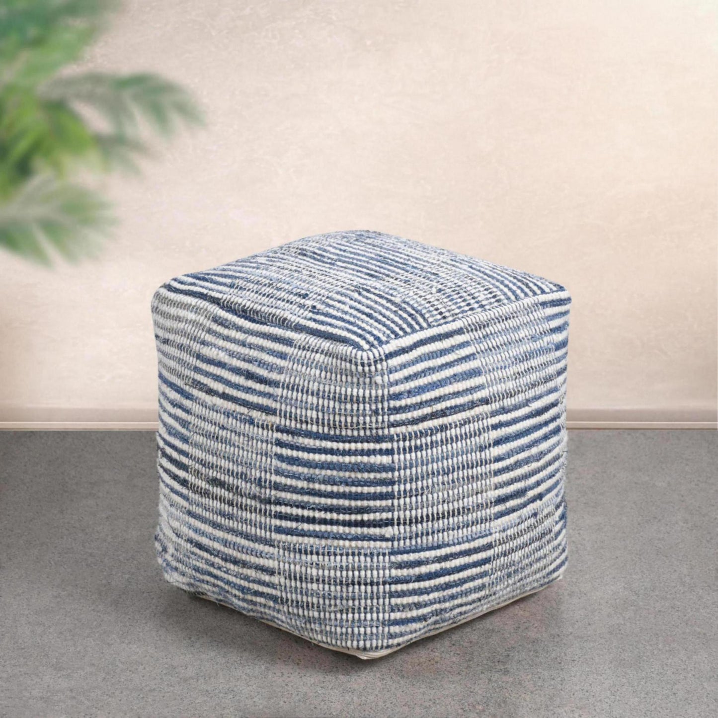 Pouf Merrikin Bleu/ivoire 40 x 40 x 40