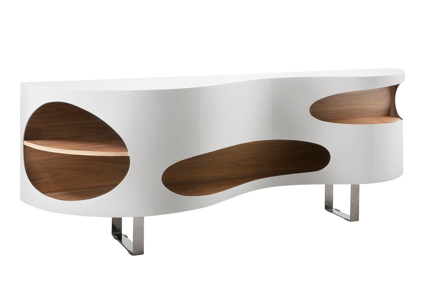 Sideboard 200x50x75 cm weiß Walnuss