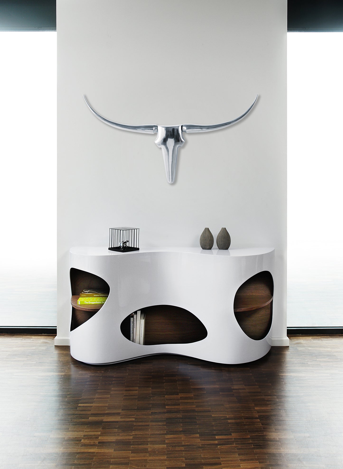 Sideboard 150x40x75 cm weiß Walnuss