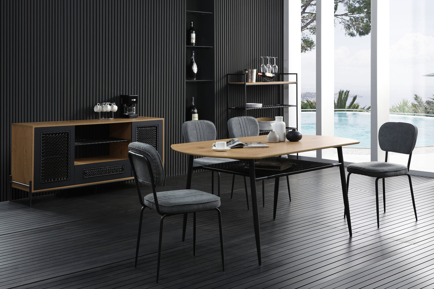 Sideboard Natur Schwarz
