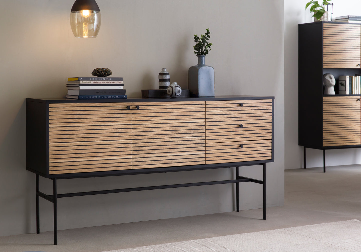 Sideboard Schwarz Eiche Echtholzfurnier