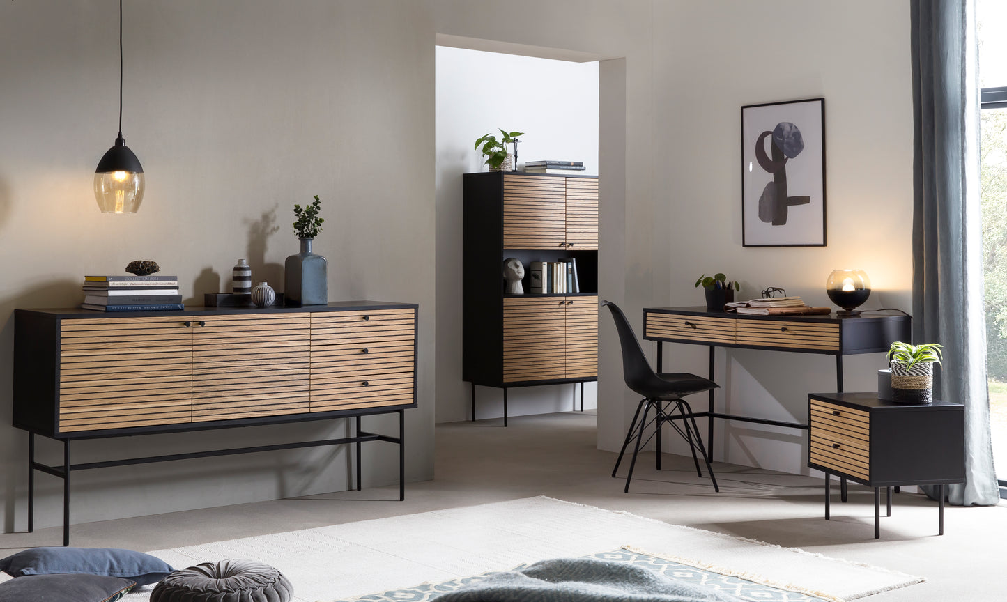Sideboard Schwarz Eiche Echtholzfurnier