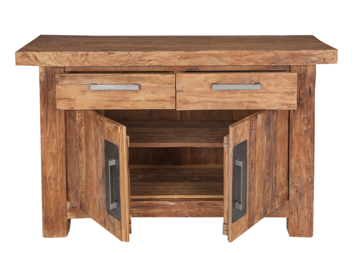 Kommode   2 Schubladen 2 Holztueren Schubladenschienen aus Holz