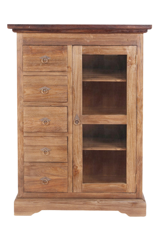 Brotschrank 5 Schubladen 1 Tuer Holzauszuege an den Schubladen