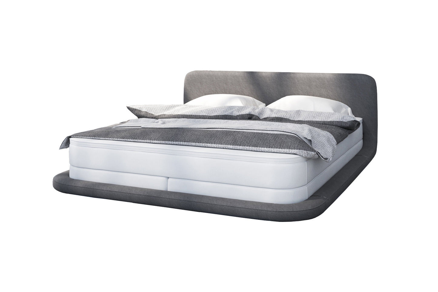 Boxspringbett 180x200 cm weiß grau LED