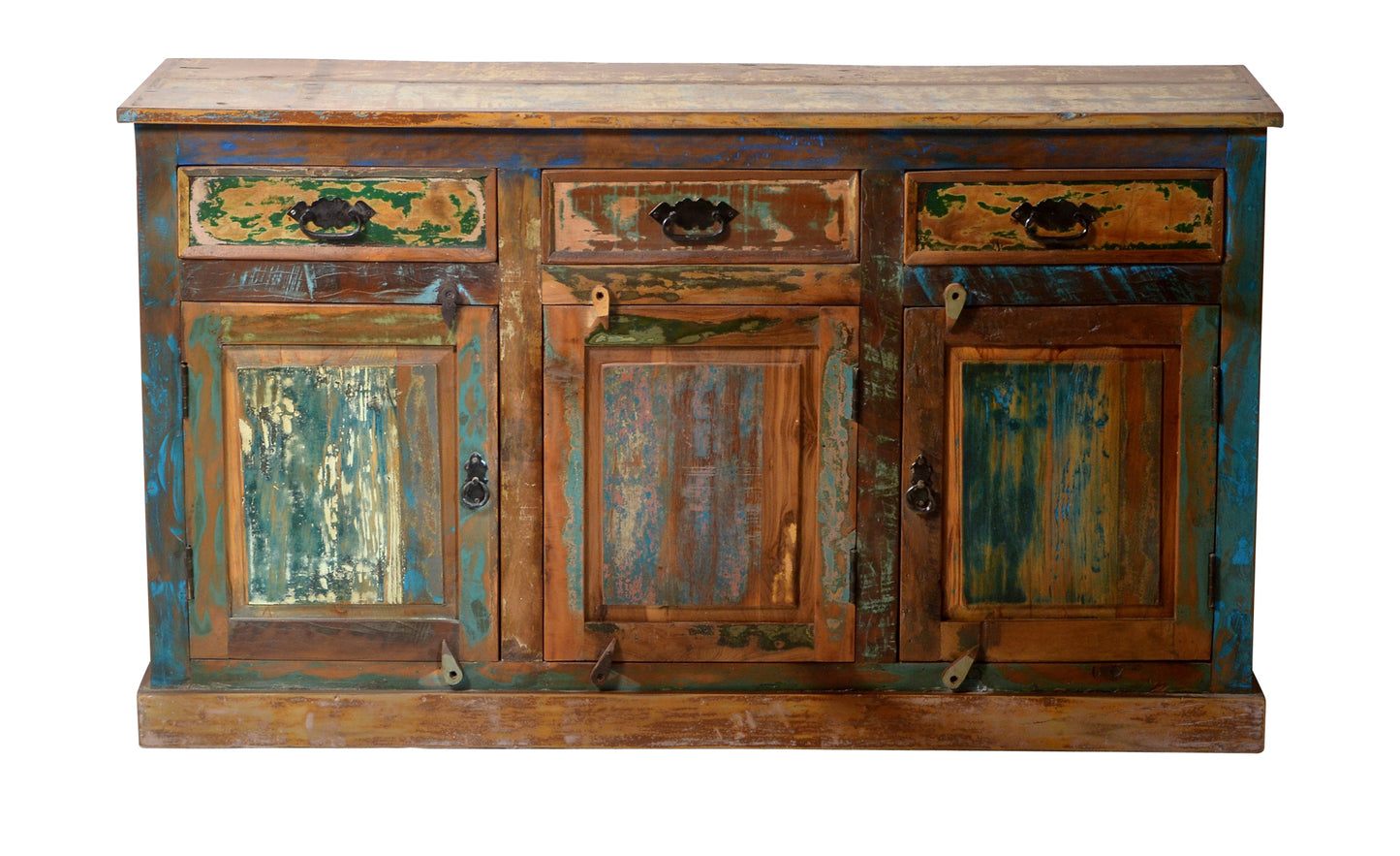 Sideboard 3 Tueren 3 Schubladen je 1 fester Boden hinter den Holztueren Fachmasse 38x35x22 cm Schubladeninnenmass 35x26x10 cm