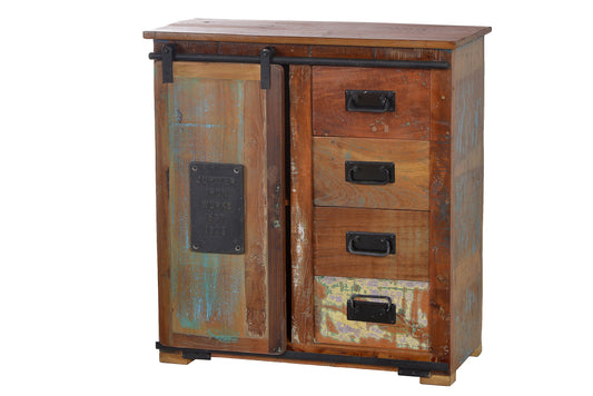 Brotschrank 4 Schubladen 1 Tuer mit bunten Elementen