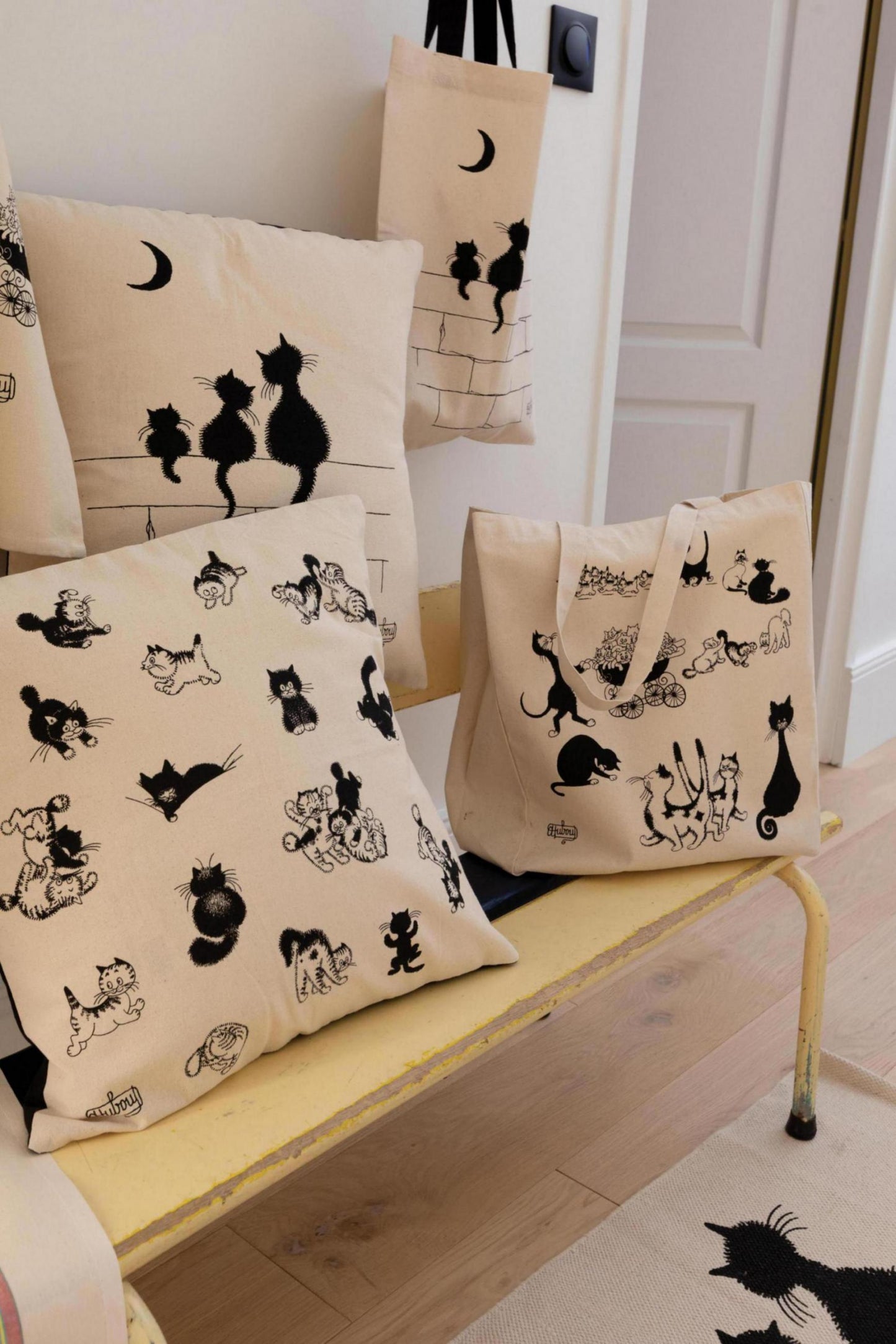 Dubout 3 chats Tasche Écru 40 X 35