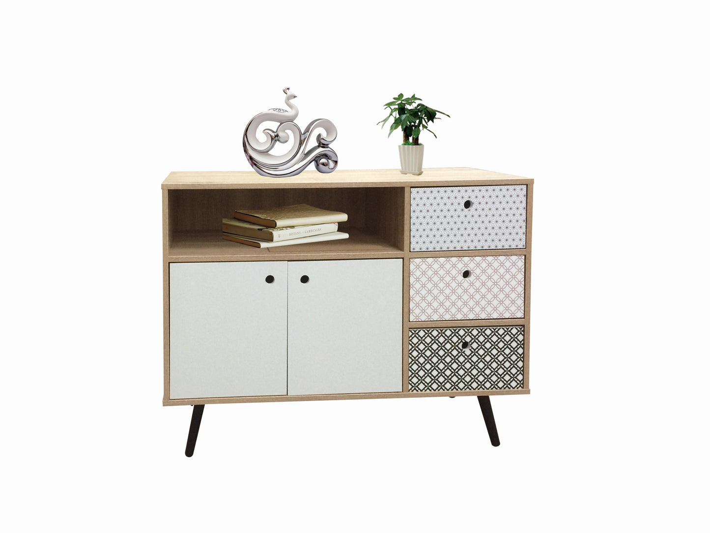 Sideboard   3 Schubladen 2 Tueren 1 offenes Fach Fachmass 675x375x18 cm Schubladeninnenmasse 30x30x125cm hinter den Tueren 675x375x35 cm ohne Boden Abstand vom Boden bis zur Unterkante 17 cm