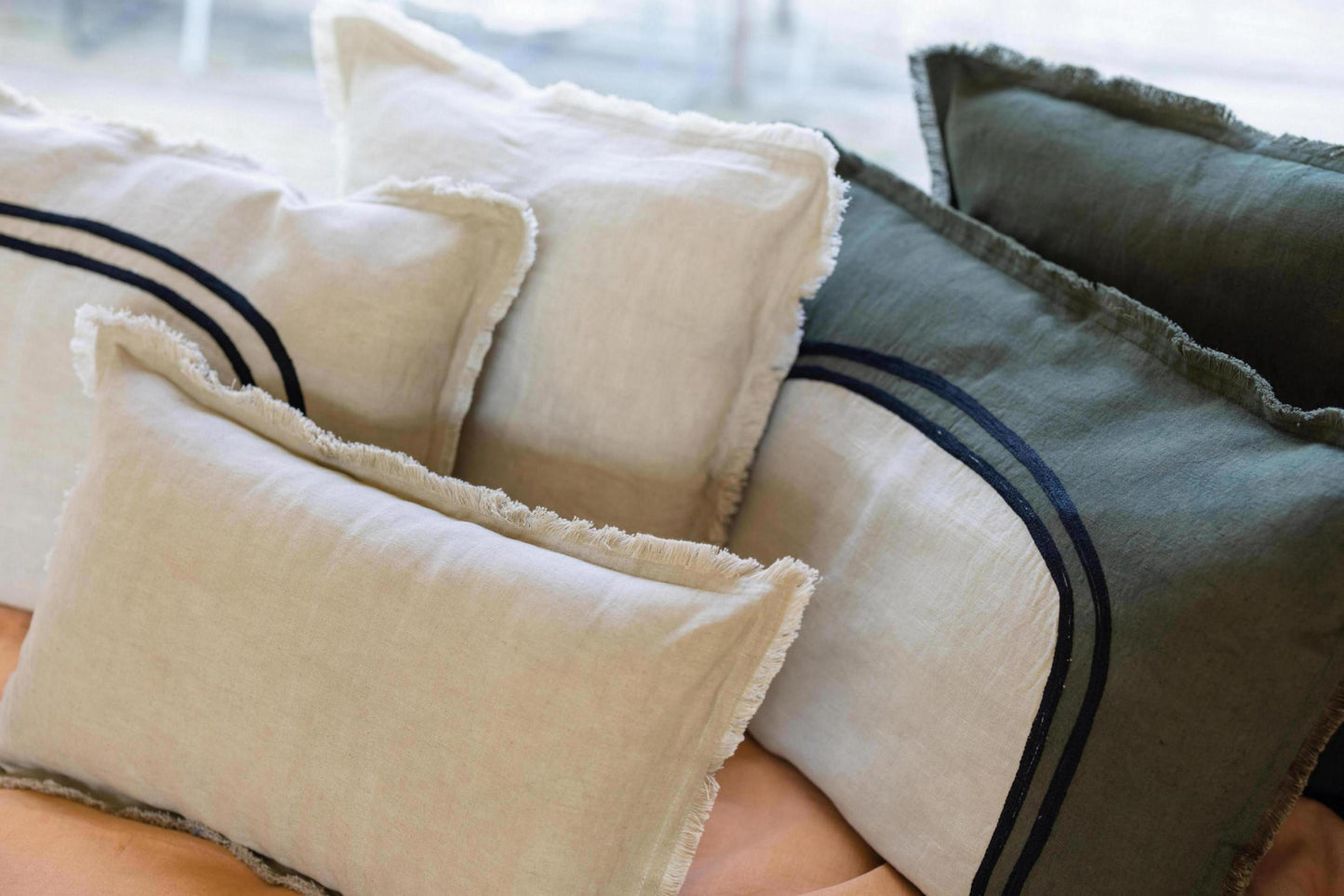 Zweifarbiges Kissen Laly Bicolore Olive 40 X 65