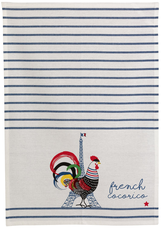 Geschirrtuch French Cocorico Ecru/bleu 50 x 70