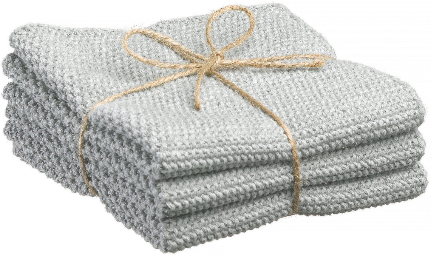 Set aus 3 gestrickten recycelten Handtuechern Izan Gris 25 X 25
