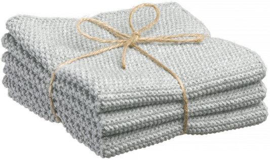 Set aus 3 gestrickten recycelten Handtuechern Izan Gris 25 X 25