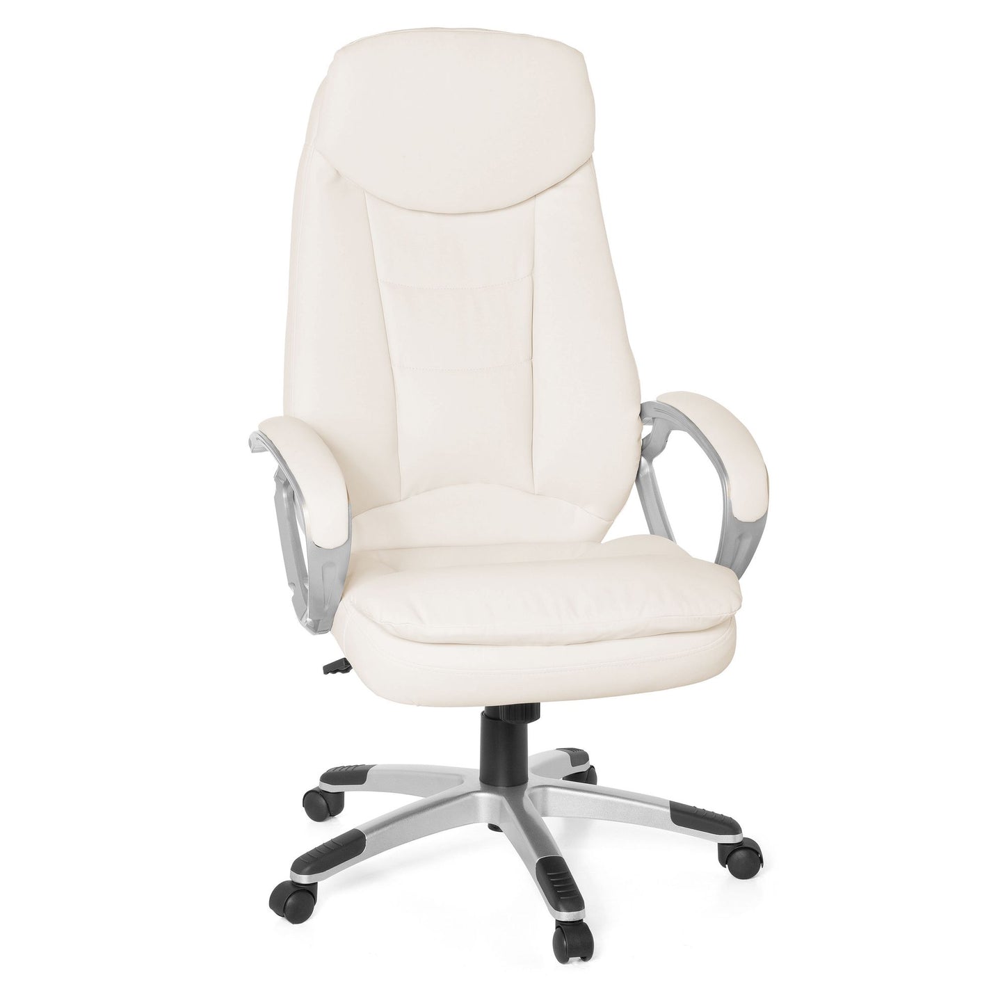 Design Buerostuhl Creme 120kg Schreibtischstuhl Kunstleder Modern Ergonomischer Chefsessel Hoehenverstellbar Drehstuhl mit Wippmechanik Hoch Schreibtisch Stuhl Gepolstert