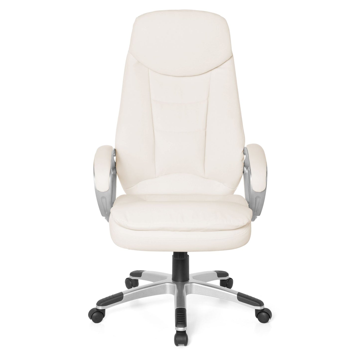 Design Buerostuhl Creme 120kg Schreibtischstuhl Kunstleder Modern Ergonomischer Chefsessel Hoehenverstellbar Drehstuhl mit Wippmechanik Hoch Schreibtisch Stuhl Gepolstert