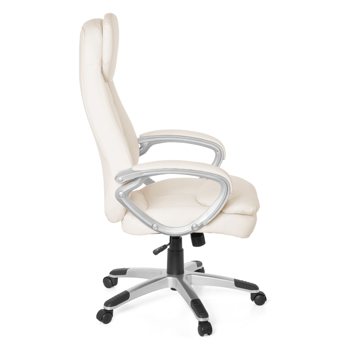 Design Buerostuhl Creme 120kg Schreibtischstuhl Kunstleder Modern Ergonomischer Chefsessel Hoehenverstellbar Drehstuhl mit Wippmechanik Hoch Schreibtisch Stuhl Gepolstert