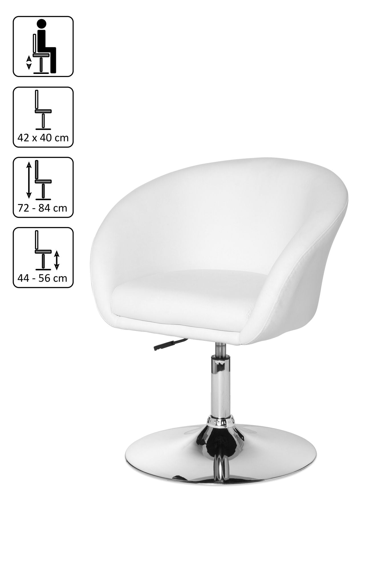 Design Rela mal sessel SPM2.158 Loungesessel Kunstleder Cocktailsessel weiss Sessel Drehbar Esszimmerstuhl 120 kg Clubsessel Leder Optik Drehstuhl Modern Loungesessel Wartezimmerstuhl