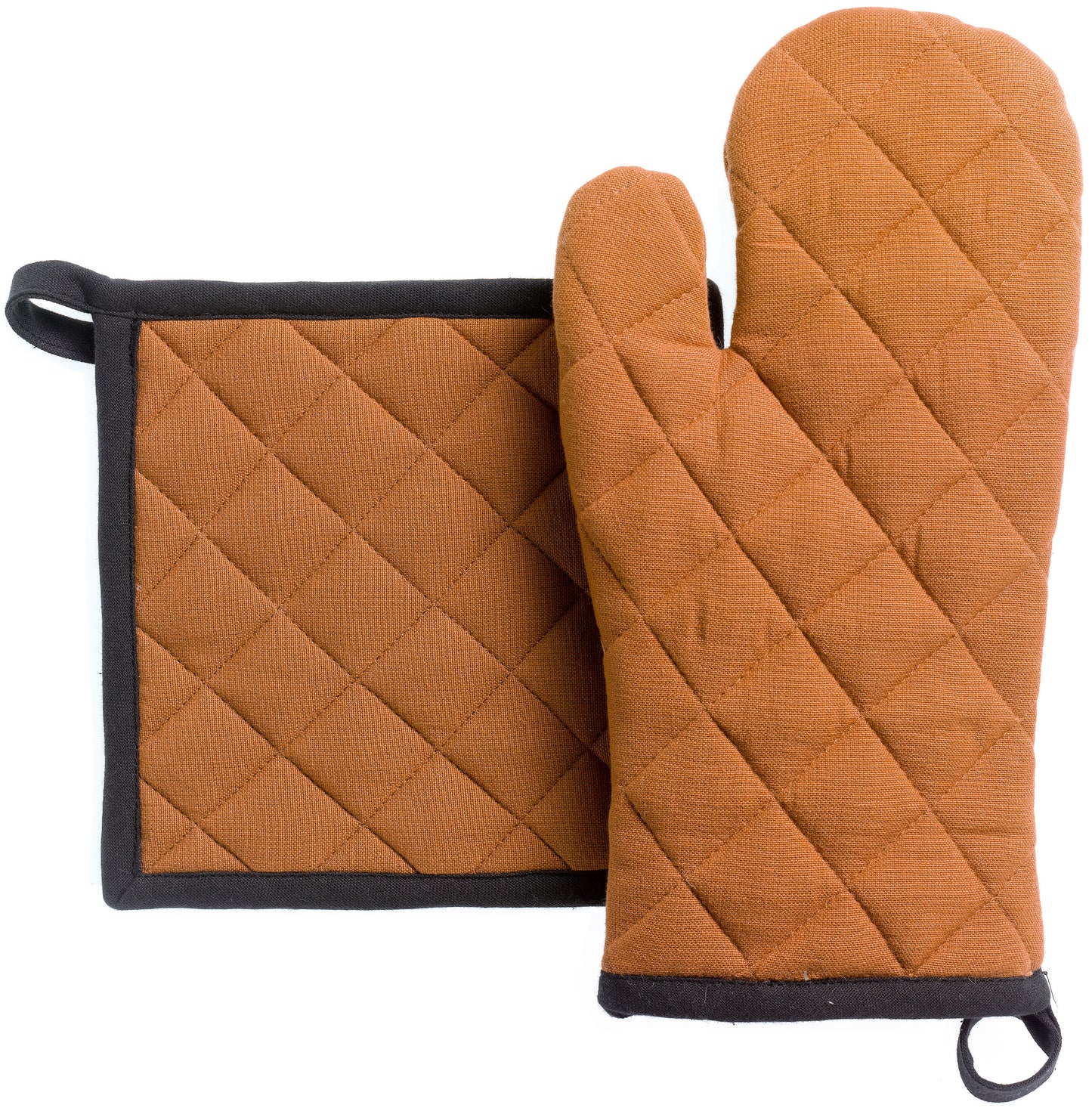 Set aus recyceltem Topflappen Ofenhandschuh Grace Caramel 15 X 32