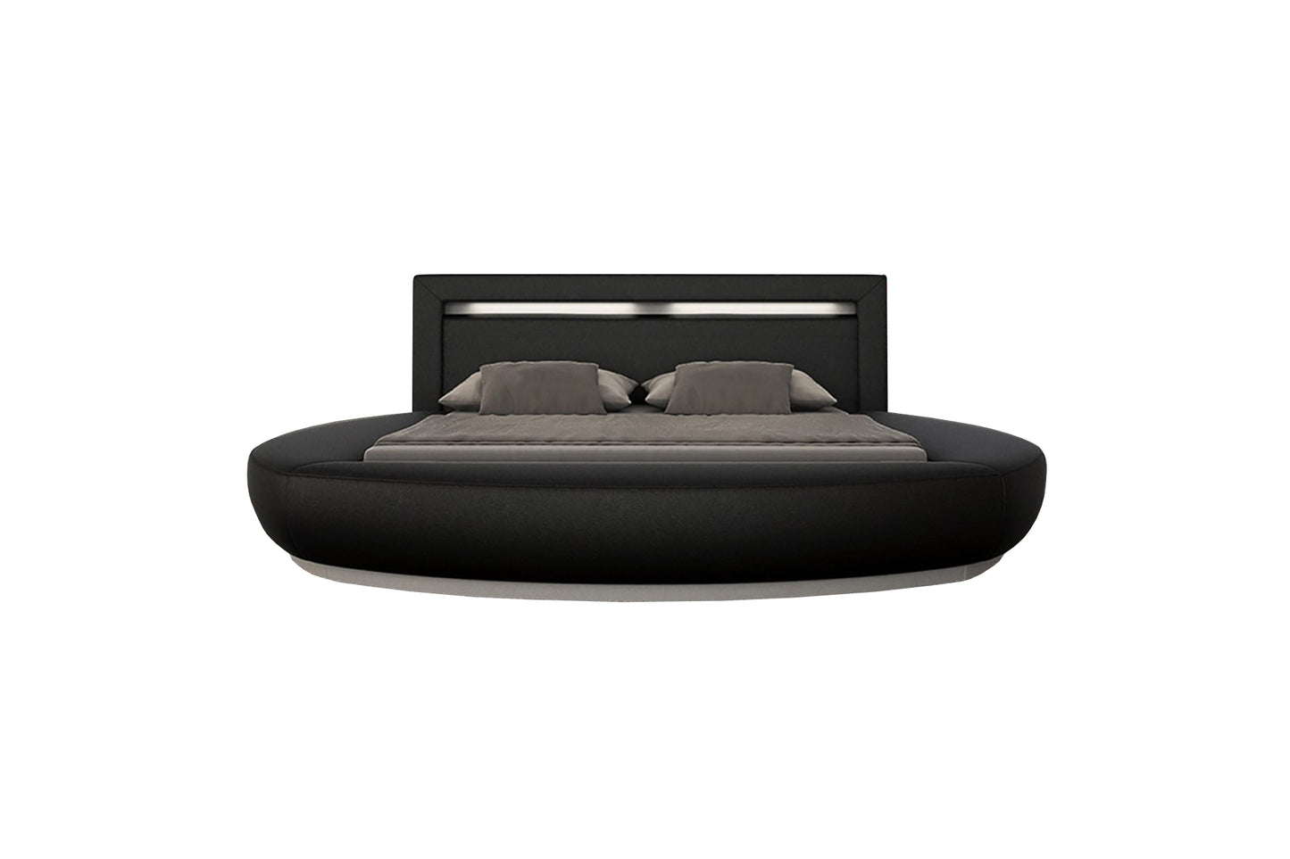 Rundbett 180x200 cm LED schwarz Kunstleder-Optik