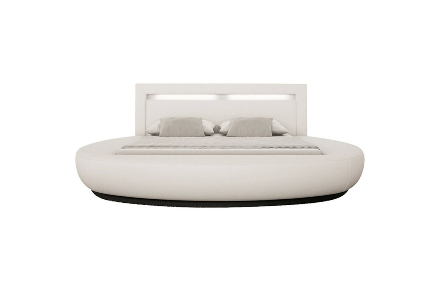 Rundbett 200x200 cm LED weiß Kunstleder-Optik